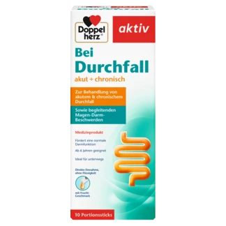 Abbildung der Produktverpackung Doppelherz aktiv Bei Durchfall Frontansicht